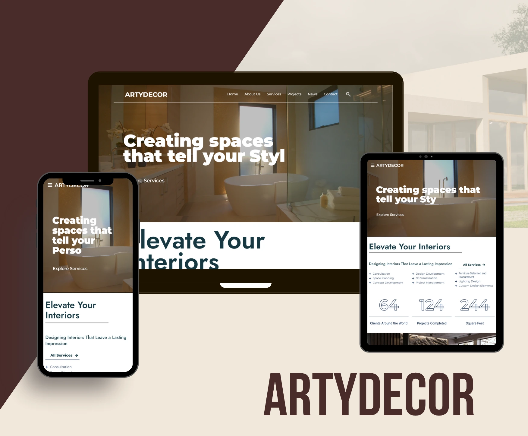 Artydecor Interiors | Elegant Website Design Portfolio | NextUpgrad